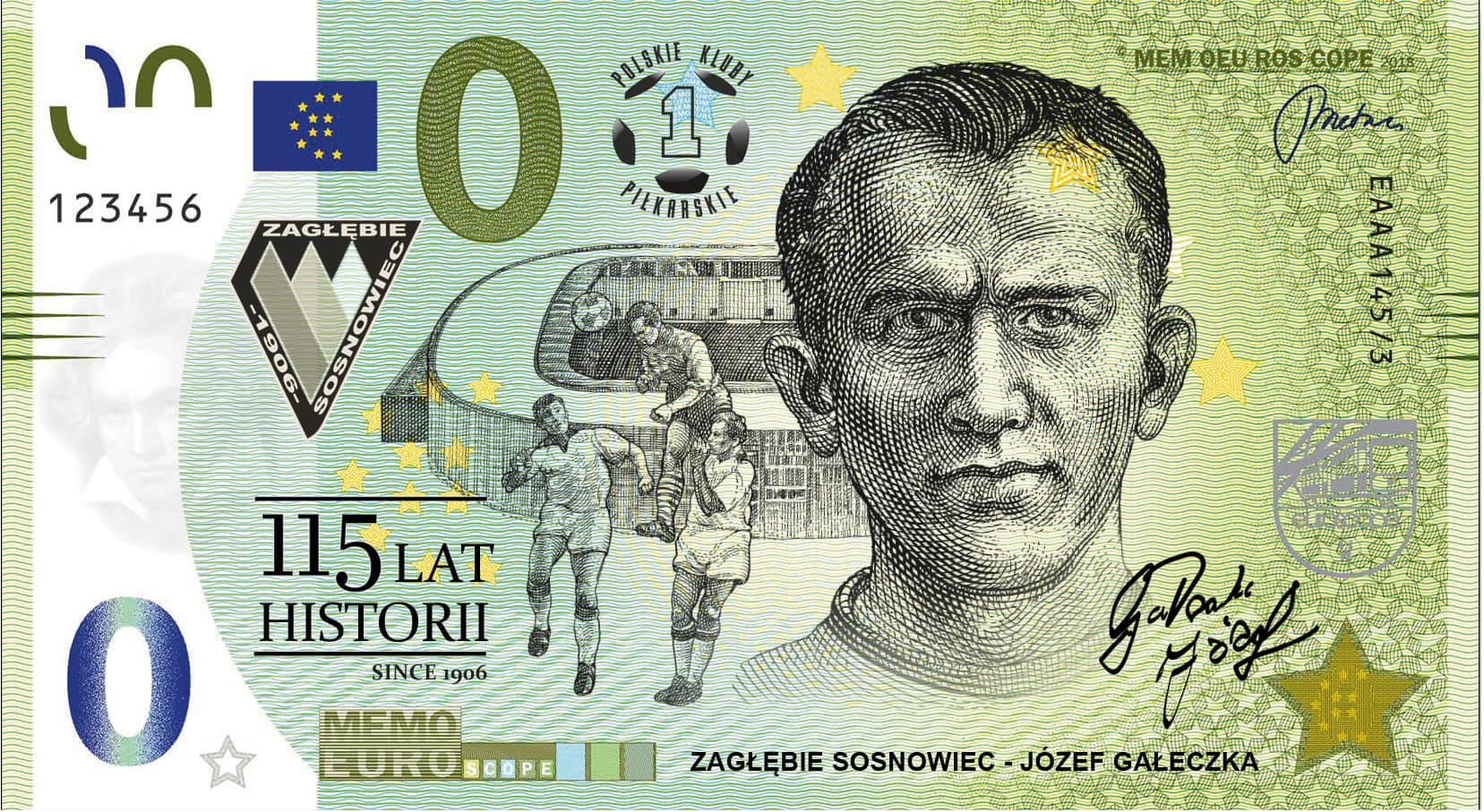 Zagłębie Sosnowiec z pierwszym pamiątkowym banknotem w Polsce